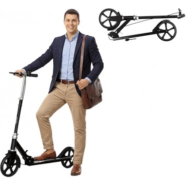 Scooters for Kids 8-12, Teens & Adults - Foldable Commuter Scooter with Bell, Hand Brake & Adjustable Height, 220 LB Weight Capacity, Perfect for School, Campus, Park Rides